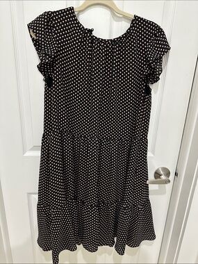 Ann Taylor Black Dress with Blush Polka Dots